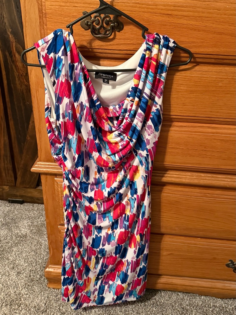 a.n.a Multicolor Brushstroke Midi Dress in Blue, Pink, Red, Yellow